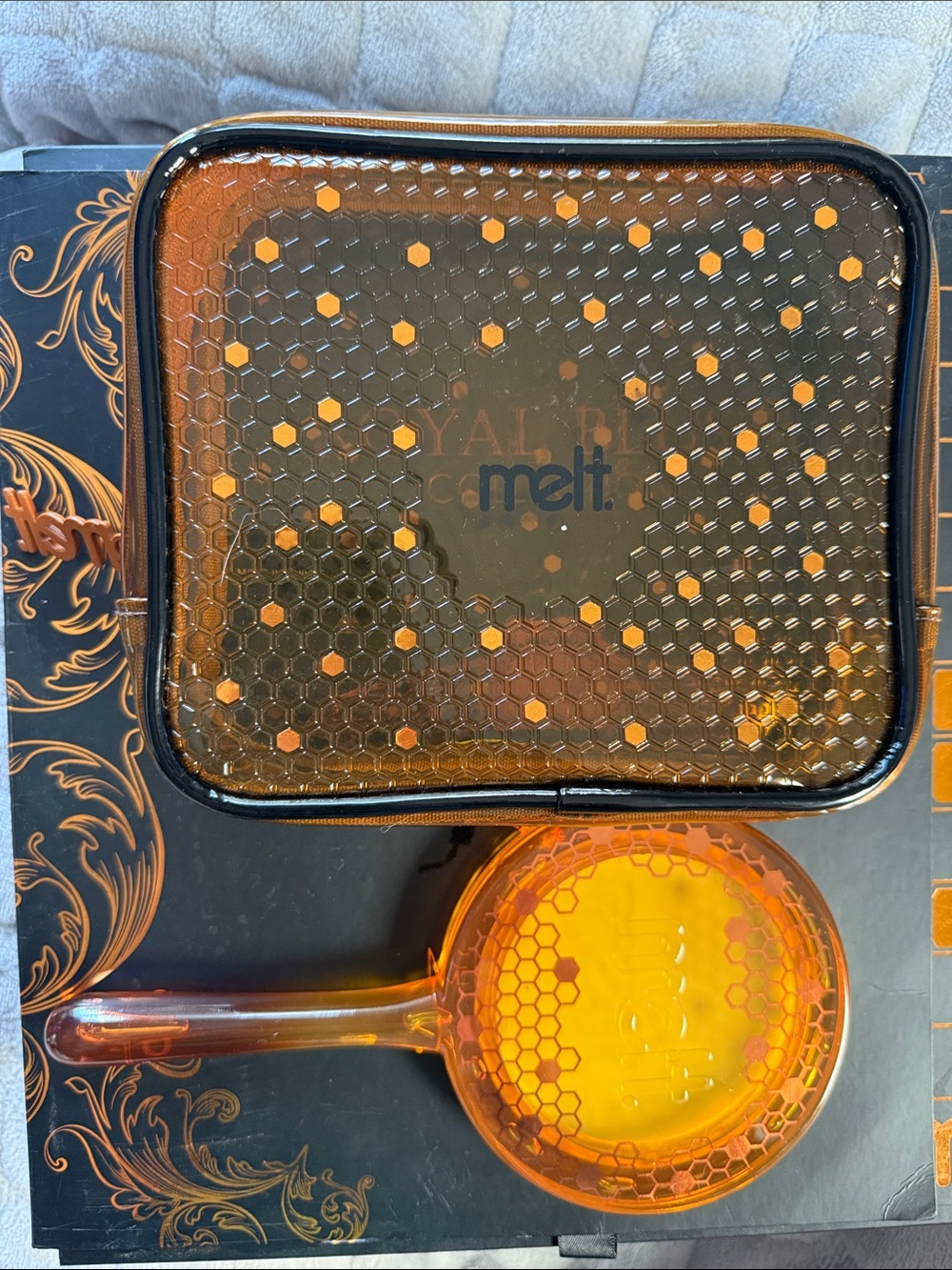 NEW Melt Cosmetics Mirror & Makeup Bag- Black,Orange Yellow Bumblebee 🐝 WOW